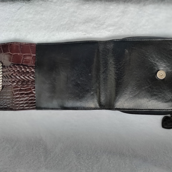 Brighton | Two Toned Leather Black & Brown Silver & Gold Tri-Fold Wallet - Picture 10 of 14